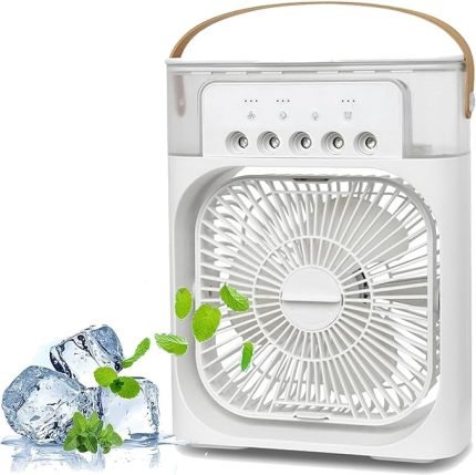 KEDESY Portable Air Conditioners Fan, 50 oz Tank Cooling fan,Evaporative Mini Air Cooler with 1-6H Timer,Personal Air Conditioner with 3 Speeds,7 LED Light, Portable AC for Room Office Desk Camping
